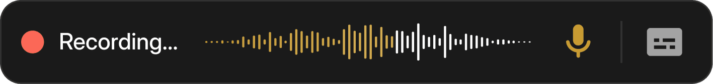 Recording bar with audio waveform